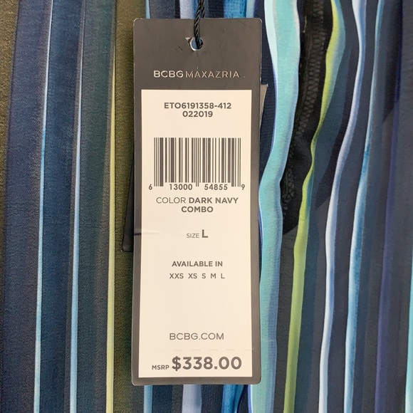 BCBGMaxazria NWT hi neck blue pleated dress - Picture 10 of 10